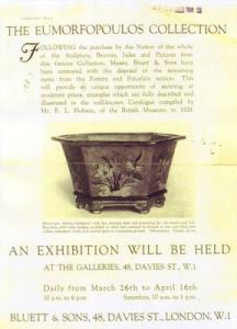 Bluett & Sons, exhibition of the George Eumorfopolous Collection; advert from Connoissuer, March 1935. Bluett