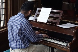 Japji....our music student, from the University of Leeds, playing the historic Broadwood piano